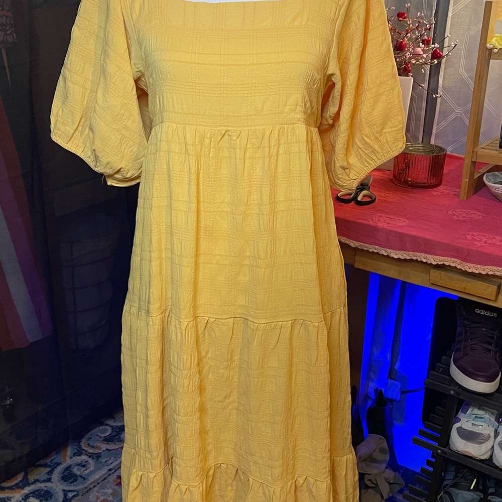 DAVI & DANI Mustard Mid Sleeve Dress